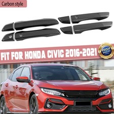 Fits 17-19 Honda Civic 10th Hatchback Carbon Fiber Style Door Handle Cover Trim picture
