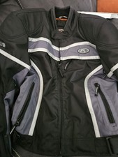 Vintage 2003 Fieldsheer Mach Armored Mesh Motorcycle Jacket Black Grey Size L picture