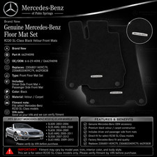 Genuine Mercedes-Benz R230 SL-Class Black Velour Floor Mats 66294098 OEM picture