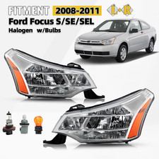 For 2008-2011 Ford Focus S SE SES SEL Halogen Headlights w/ Bulb Pair Left+Right picture