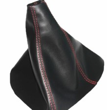 Fits 05-11 Hummer H3 Synthetic Leather Manual Shift Boot Black w/Red Stitch picture