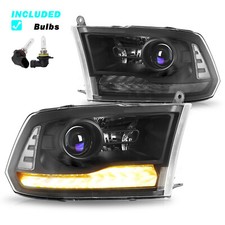 Fit 2013-2018 Dodge Ram 1500 2500 3500 Projector Headlights Black LED DRL Signal picture