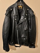 Vintage 80s Bonus High Quality Leather Motorcycle Biker Jacket Black Size 60 4XL picture