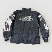 Vintage Team Arctic Cat Snowmobile Racing Jacket Coat Black Size L Sno Pro picture