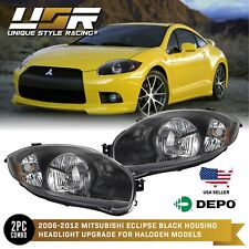 DEPO Euro Black Housing Clear Lens Headlights For 06-12 Mitsubishi Eclipse GT picture