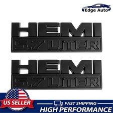 2PCS Matte Black Side Fender Emblems Badges 3D Decal for RAM 1500 Hemi 5.7 LITER picture