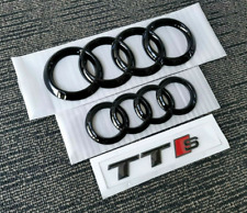 For Audi TTS Hood Rear Rings Badges Bonnet Emblem Sticker Gloss Black  picture