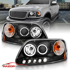 1997-2003 For Ford F-150 LED Halo Ring Projector Black Headlights picture
