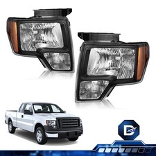 For 2009-2014 Ford F150 F-150 Replacement HeadLamp Left+Right Black Headlights picture