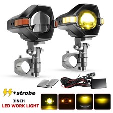 2x Motorcycle White/Amber Strobe Z-shaped LED Auxiliary Driving Light Hi/Lo Beam picture