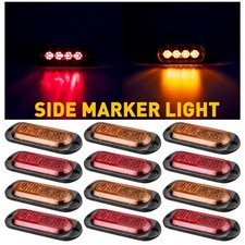4-12PCS Amber/Red LED Side Marker Clearance Lights Waterproof Trailer Truck RV picture