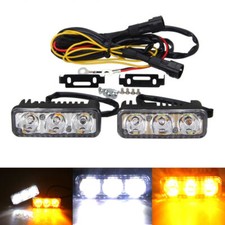 2pcs Car Daytime Running Light 3 LED White DRL Amber Turn Signal Front Fog Lamp picture