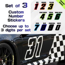 Set of 3 Custom Vinyl Racing Number Sticker Decals For Car Dirt Bike Motorcycle picture