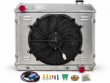 3 Row Aluminum Radiator + Fan Shroud 1963-1966 Chevy C10 C20 C30 K10 K20 V8 picture