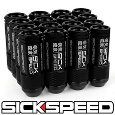 SICKSPEED 16PC BLACK ALUMINUM EXTENDED 50MM 2 PC LUG NUTS WHEELS 12X1.5 N16 picture
