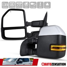 Fit 2021-2025 Ford F150 Chrome Power Heated Tow Mirrors+Blind Spot+LED Signal picture