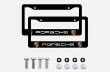 Porsche 2 Pack Black Aluminum License Plate Frame with Screw Caps picture