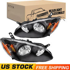 For 2003-2008 Toyota Corolla Pair Black Housing Headlights Front Light Assembly picture