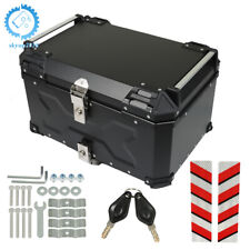 Aluminum 55L Motorcycle Top Case Tail Box Waterproof Luggage Trunk Storage Black picture