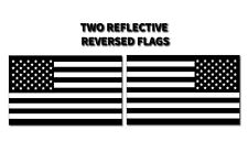 2x REFLECTIVE REVERSED BLACK American Flag made in USA Decal 3M Stickers TRUCK picture