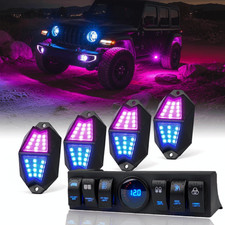 6-Switch Panel & RGBW LED Rock Lights Kit for 09-18 Jeep Wrangler JK JKU Offroad picture