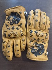 Ladies Leather Panther Helstons Motorcycle Gloves Size 6 Gold picture