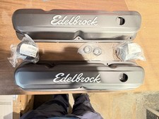 1965-up Plymouth MOPART small block BLACK POWDER valve covers Edelbrock picture