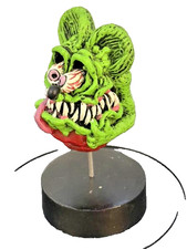 VRHTF VTG NHRA HAND MADE AND PAINTED ED ROTH RAT FINK HEAD ON PEDESTAL 12
