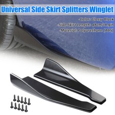 Universal Car Side Skirt Rear Bumper Lip Splitter Winglet Aprons Glossy Black picture