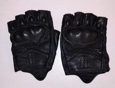 Harssidanzar Fingerless Motorcycle Gloves, Mens Leather Riding Driving Gloves picture