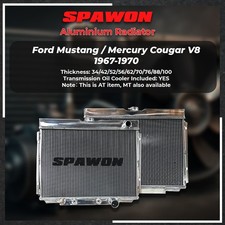 SPAWON Direct Fit Aluminum Radiator For Ford Mustang/Mercury Cougar V8 1967-1970 picture