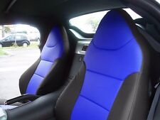 PONTIAC SOLSTICE 2006-2009 BLACK/BLUE S.LEATHER CUSTOM MADE FIT FRONT SEAT COVER picture