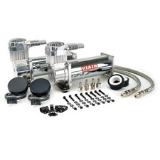 VIAIR 444C DUAL PACK CHROME AIR RIDE BAG SUSPENSION COMPRESSOR PUMP TRAIN ROD picture