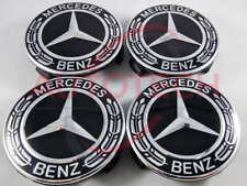 Set of 4 Mercedes Benz Wheel Center Caps Black/Dark Blue/Silver 75MM AMG Wreath picture