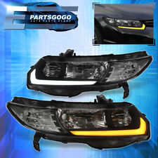 For 06-11 Honda Civic FG Coupe JDM Black LED DRL Sequential Headlights Lamps Set picture