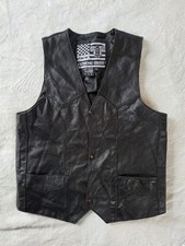 USA Extreme Biker Black Leather Biker Vest Tagged XXL Measures 30