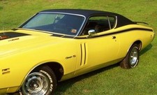 71 Dodge Charger Super Bee (7 piece) Side Stripes & Cowl Hood Kit Flat Black picture