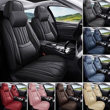 Nappa Leather 5 Seat Car Seat Covers Full Set Protector with Lumbar Support picture