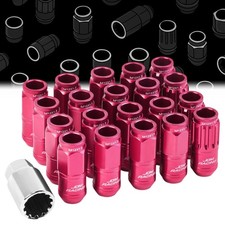 Pink Aluminum M12x1.5 Conical Open Knurl Acorn 16x Lug Nuts+4 Lock Nuts picture