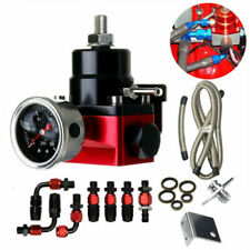 Universal 6AN Adjustable Fuel Pressure Regulator Kit Oil 0-100psi GaugeBlack&Red picture