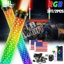 Pair Laser 3FT Fat Whip Lights LED Spiral Chasing Lighted For Can-Am Maverick X3 picture