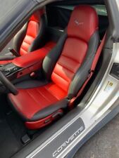 Corvette C6 Sports Synthetic Leather Seat Covers In Red & Dark Gray 2005-2011 picture