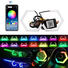 2x Hexagon LED RGB Angel Eyes Bluetooth Hex Halo Light Rings App Controller 60mm picture