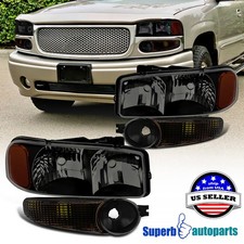 For 00-06 GMC Sierra 1500 2500 3500 Yukon XL Denali Smoke Headlight+Bumper Light picture