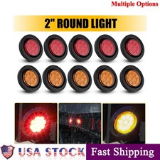 5-50pcs 2-Inch Round 3 LED Marker Lights w/ Grommet for Truck Trailer RV US 12V picture