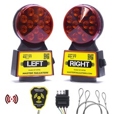 Wireless Trailer Tow Lights Magnetic 4 Pin Flat 65ft Range Signal Set Straps 2x picture