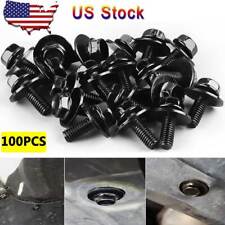 100PC Body Bolts Screw Fastener Fender M6-1.0x 16mm Long- 10mm Hex- 17mm Washer picture