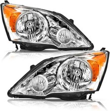 For 2007-2011 Honda CRV CR-V Chrome Headlights Assembly Amber Corner Lamps Pair picture