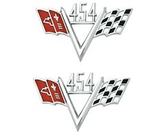 2Pcs 1960-1970 454 Cross Flag Fender Emblem for Impala Chevelle Corvette & Nova picture
