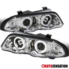 Fit 1999-2001 BMW E46 3-Series Sedan LED Halo Projector Headlights Left+Right picture